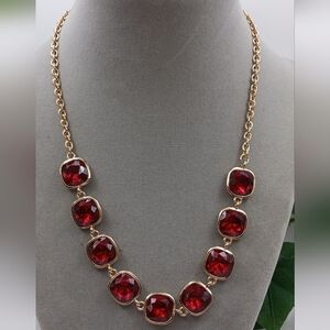 Chico's Gold Necklace with Red Accents